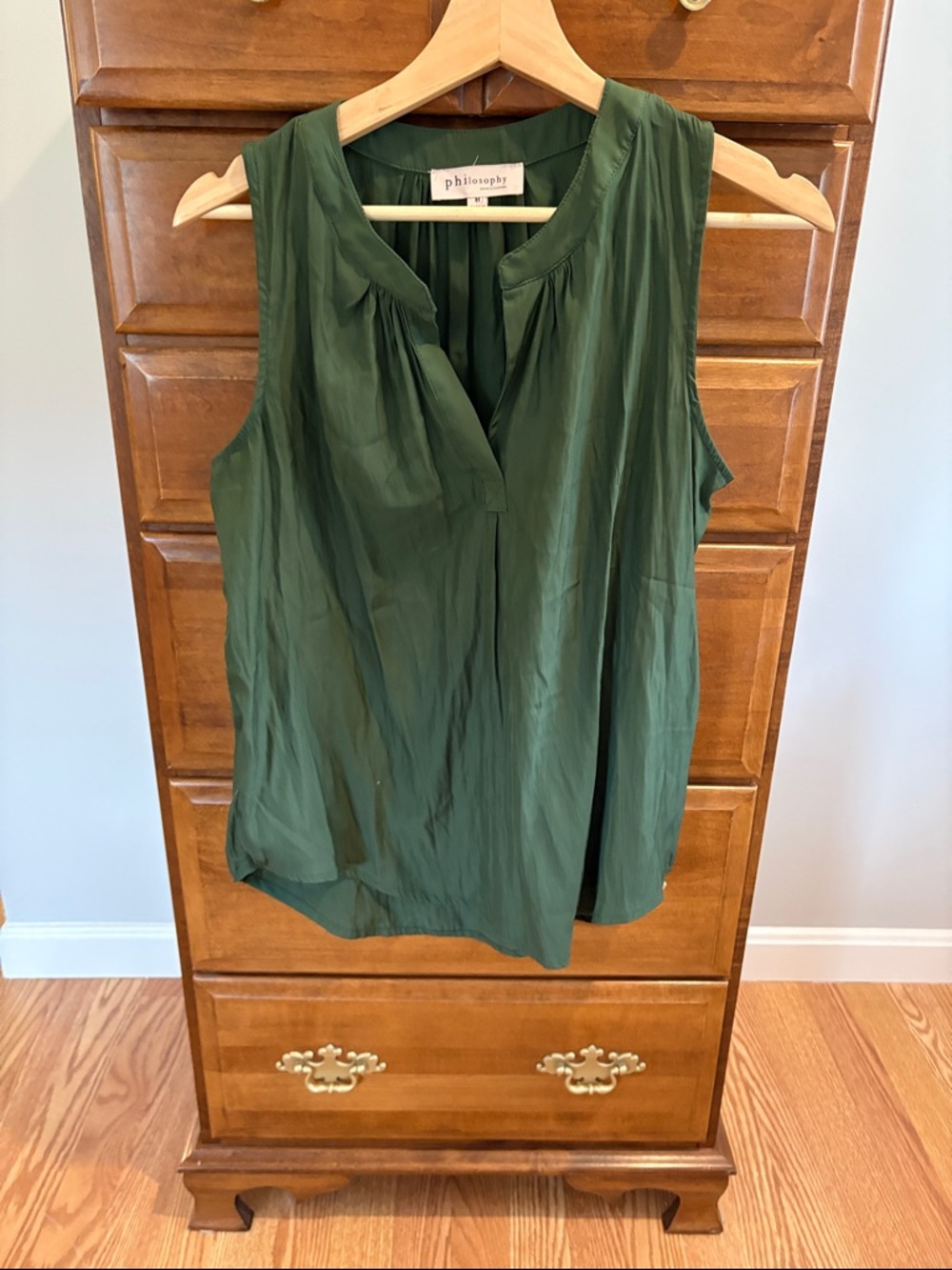 Philosophy Forest Green Sleeveless V-Neck Camisole